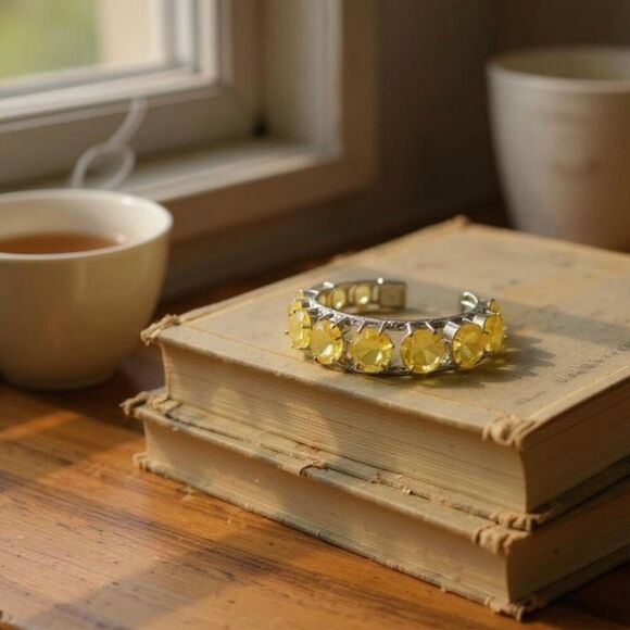 Citrine Gemstone Artisan Handmade Adjustable Bangle Jewelry 21 Gms New - Picture 3 of 4